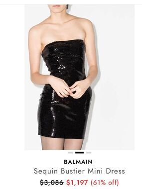 BALMAIN Sequin Bustier Mini Dress in Black 36